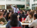 School audio system providing clear announcements in a cafeteria