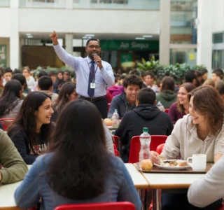 School audio system providing clear announcements in a cafeteria